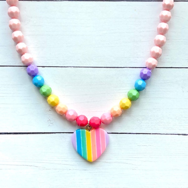 Kids Heart Necklace, Kids Birthday Gift, Name Jewelry for Girls, Easter Gift, Easter Basket, Toddler Necklace, Kids Jewelry, Accessories