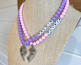 Sisters Necklace Set, Personalized Gift, Little Sister, Big Sister Jewelry, Name Necklace, Sister Gift, Custom Name, New  Sister Present