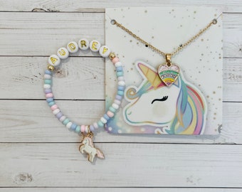 Unicorn Necklace Children's Unicorn Bracelet Sparkling