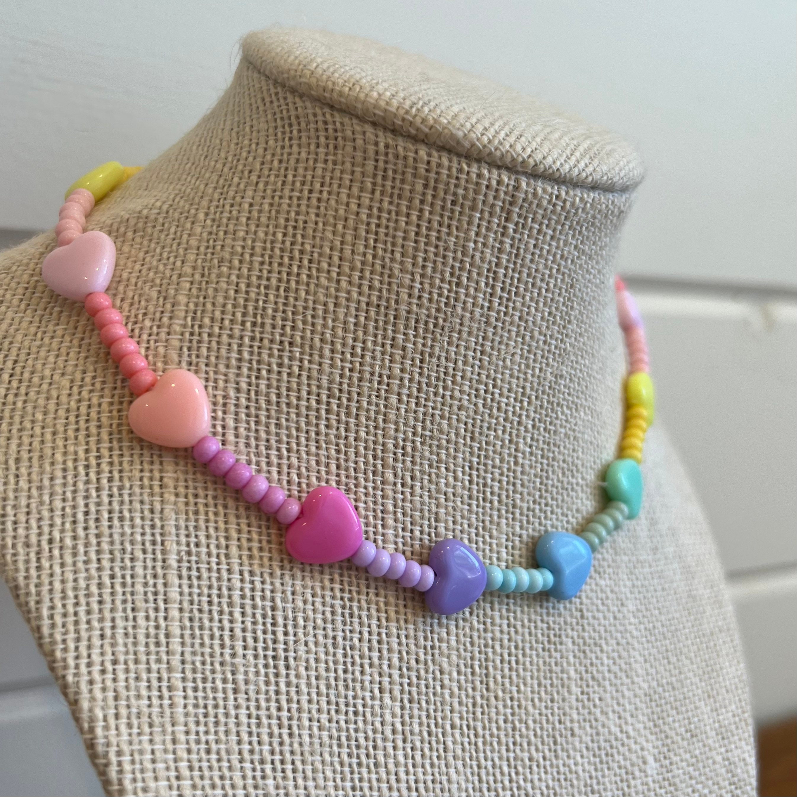 Pastel rainbow beaded necklace for kids