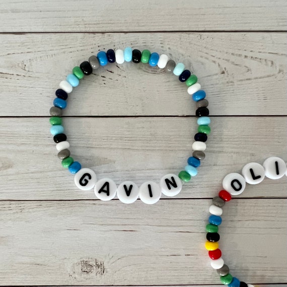 Boys Name Bracelet, Personalized  Bracelet, Bracelet Toddler Boy, Boy Birthday Gift, Kids Present, Birthday Gift for Boys, Beaded Bracelet