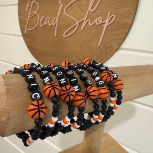 Sports Themed Bracelet, Personalized Name Bracelets, Basketball Present, Basketball Bracelet Gift, Sports Themed Party Favors image 5