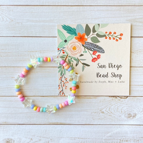 Girls Bead Bracelet, Little Girl Bracelet, Toddler Birthday Gift, Toddler Bracelet, Kids Jewelry, Star Bracelet, Easter Basket Gift for Kids