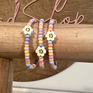 Pastel Flower Bracelet, Girls Stacker, Smile Bracelet, Toddler Bracelet, Little Girls Jewelry, Toddler Girls Birthday Present, Girls Gift image 8