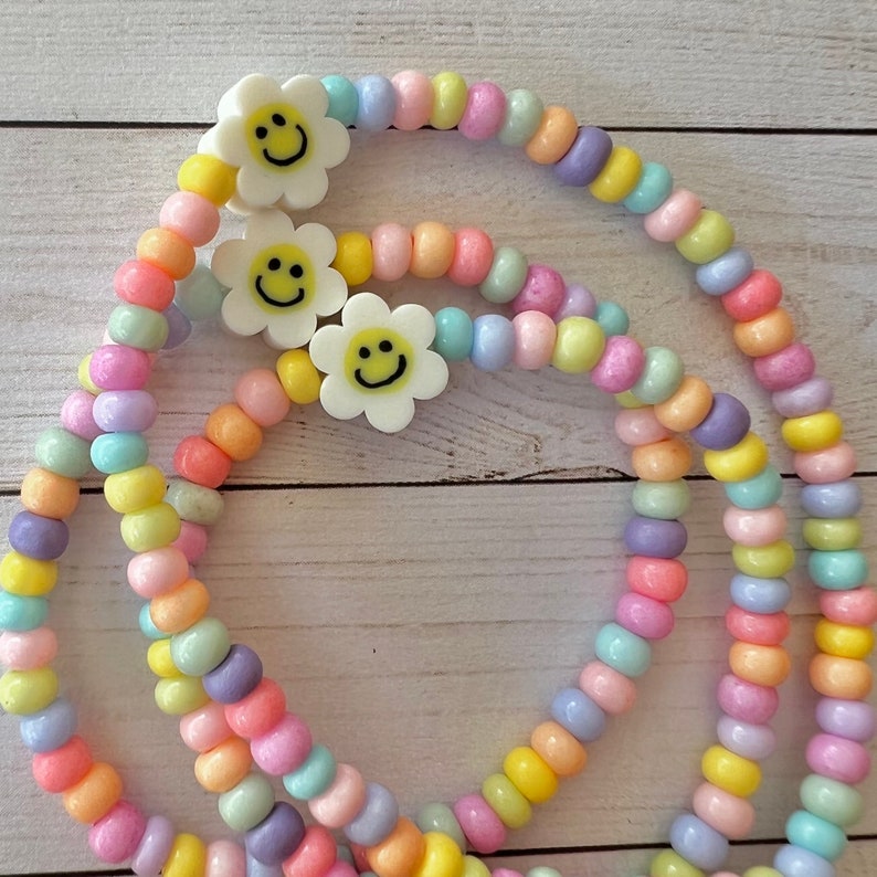 Pastel Flower Bracelet, Girls Stacker, Smile Bracelet, Toddler Bracelet, Little Girls Jewelry, Toddler Girls Birthday Present, Girls Gift image 5