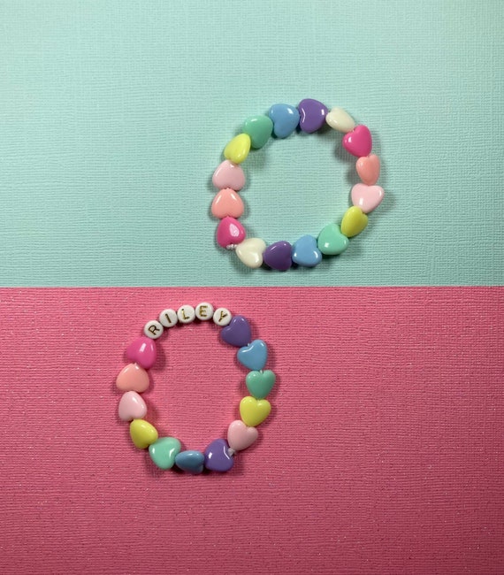 Kids Heart Bracelet, Party Favor Girls, Personalized Bracelets, Name Bracelet, Heart Jewelry, Toddler Girls Gift, Easter Gift for Girls