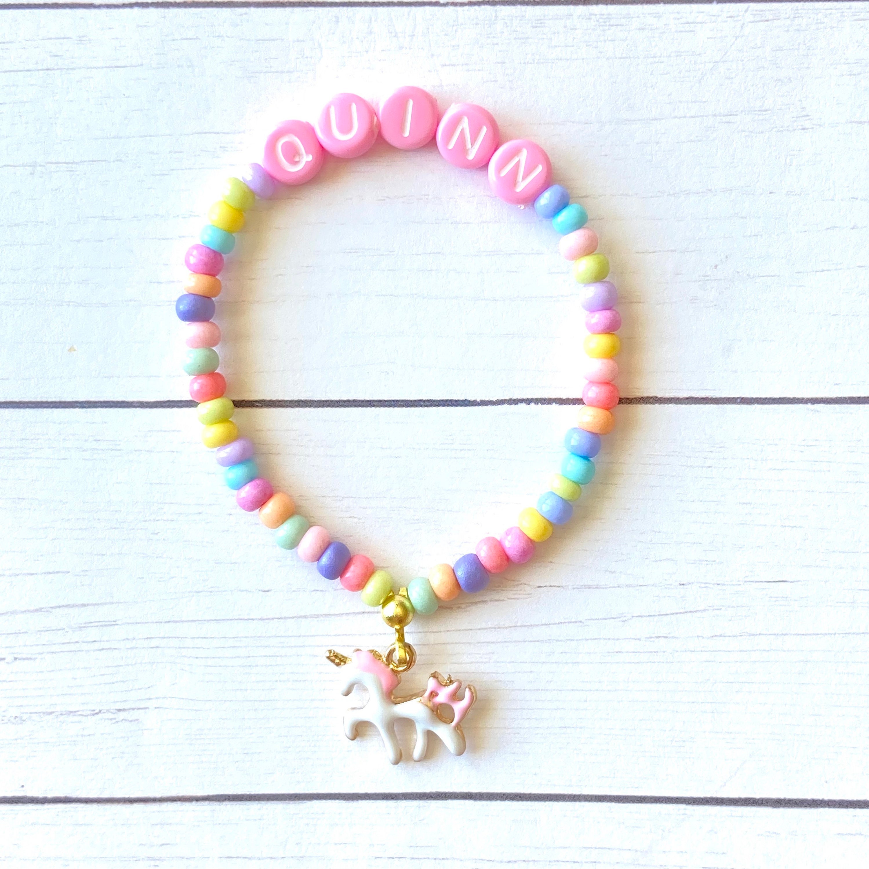 Unicorn Charm Bracelet Personalized Name Bracelet Custom Etsy