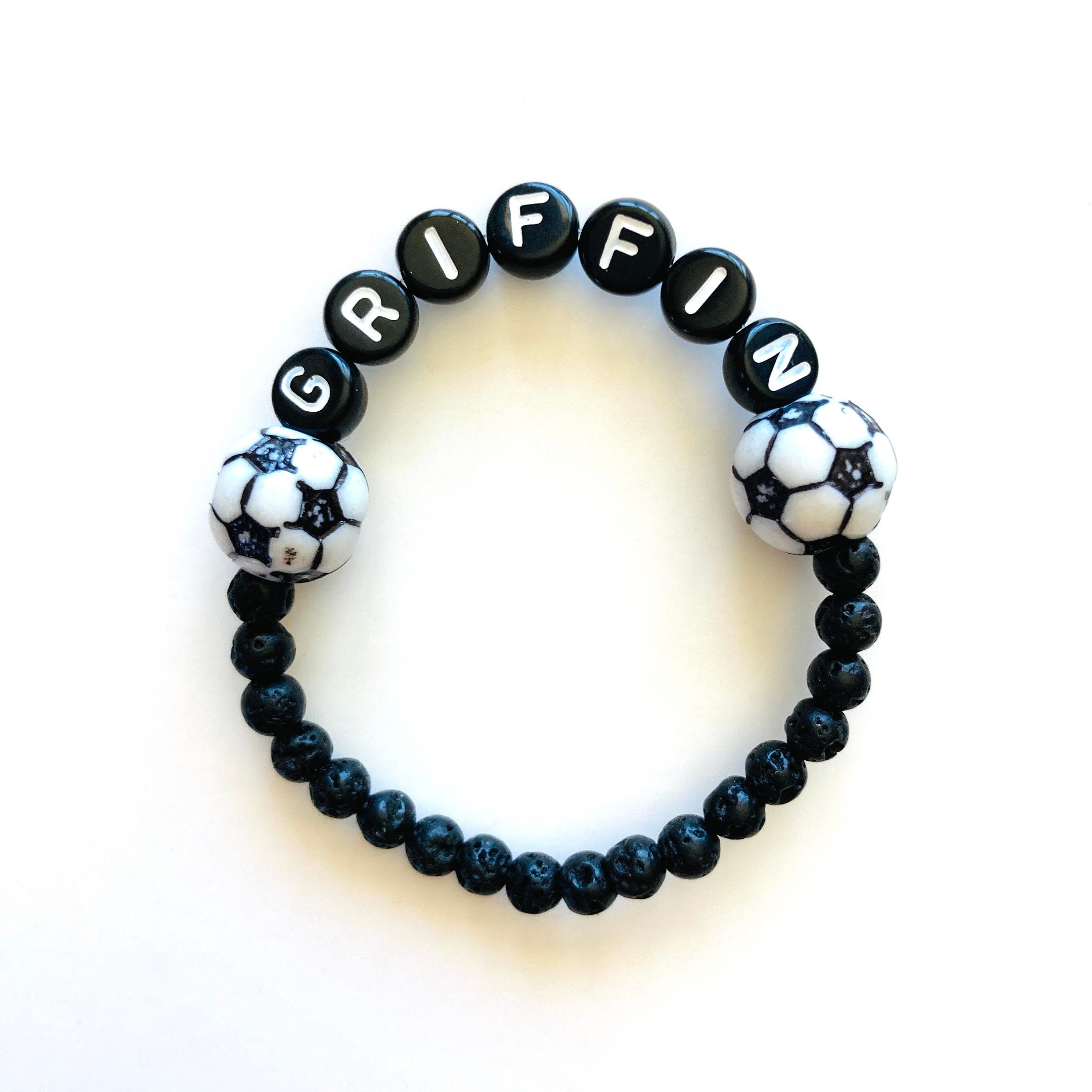 Boys Sports Bracelet Personalized Name Bracelets Soccer Etsy