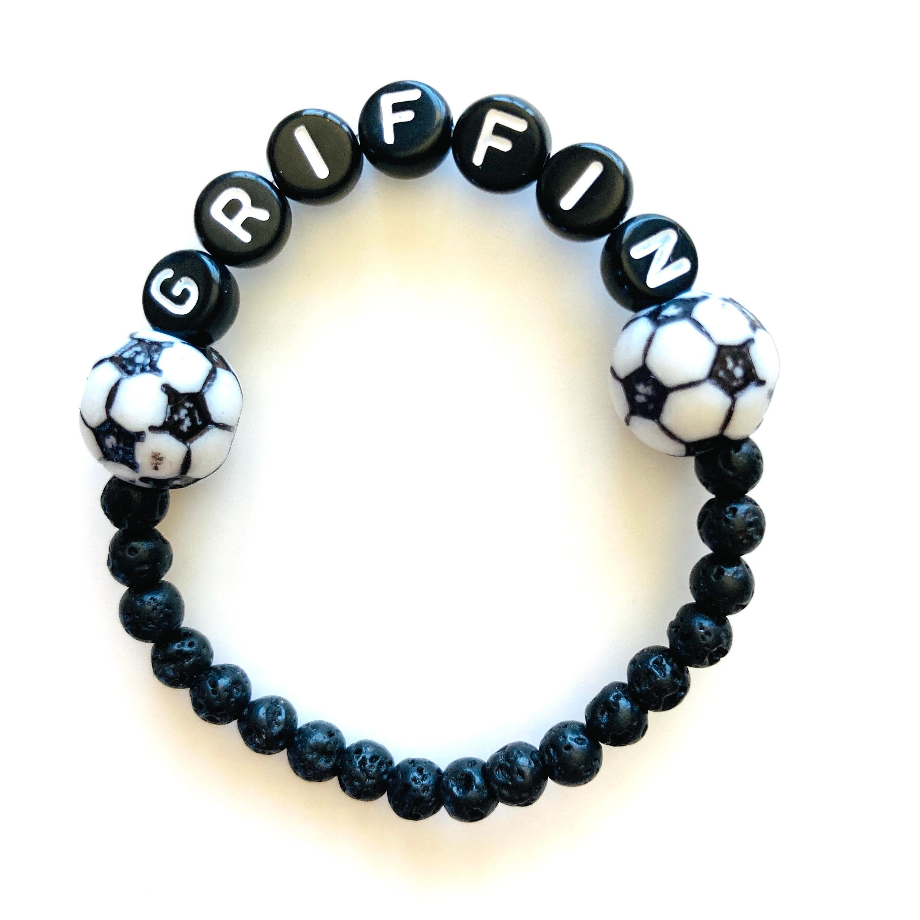 Boys Sports Bracelet Personalized Name Bracelets Soccer Etsy