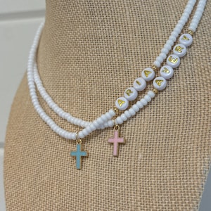Girls Cross Necklace, Personalized Necklace, Kids Jesus Gift, First Communion Gift, Baptism gift, Girls Communion, Toddler Name Necklace image 11