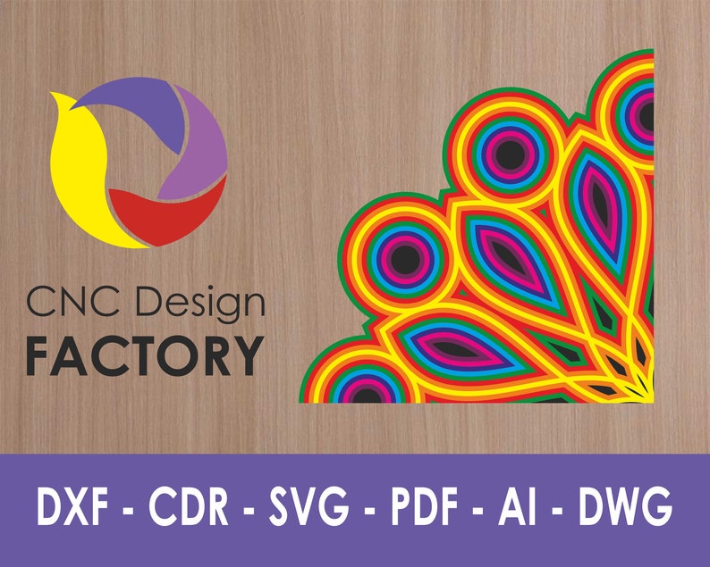 MultiLayer Mandala DXF Laser Cut; Abstract Wall Art Mandala Square; Pattern for draw or cut with CNC router; Dxf,Cdr,Pdf,Svg 9 Model 63WE