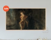 Josephine for Frame TV - Meditation - Portrait Interior Dark Moody Digital Painting Vintage Contemplating Portrait Art for Samsung Frame TV