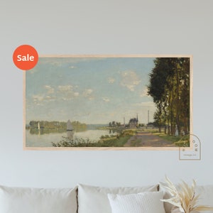 By the Water Landscape for Frame TV - Lush Moody Abstract Waterside Landscape Vintage Oil Painting Digital Art for Samsung Frame TV