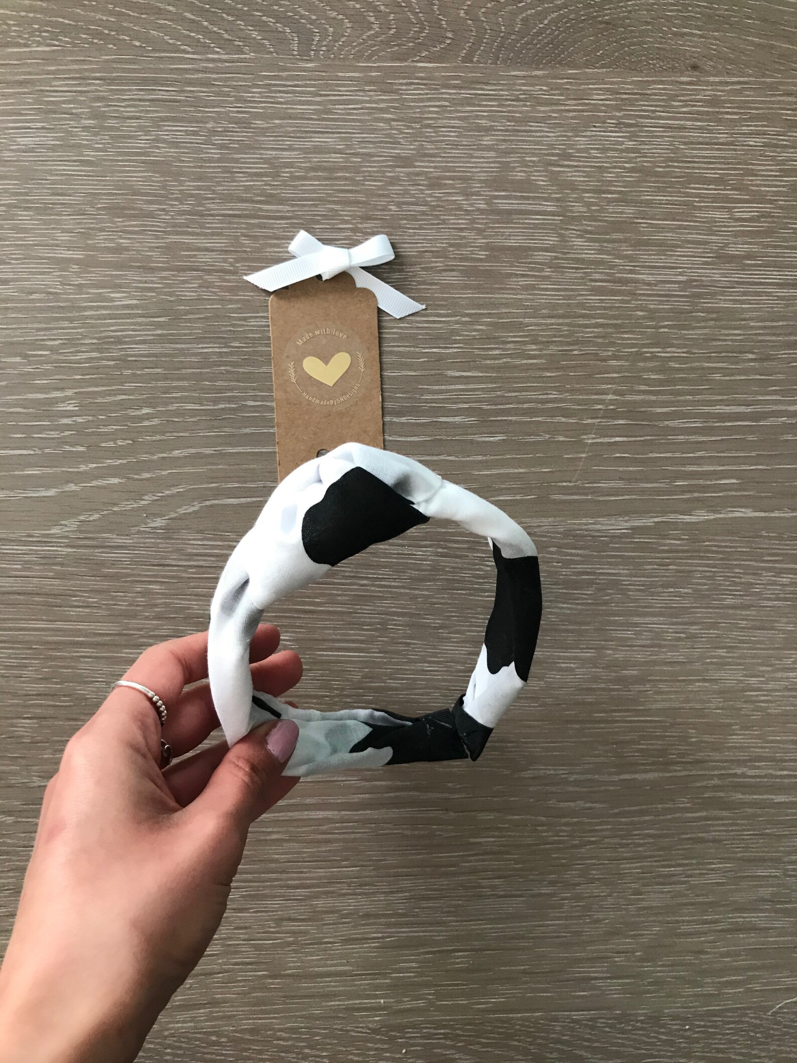 Knot headband in cow print headbands Womens headbands Etsy