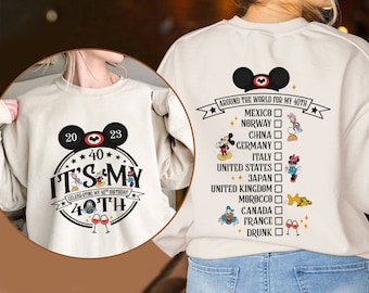 40th Birthday Shirt For Men Women | Celebrating My 40Th Birthday Shirt | Epcot Drink Around The World Tee | Epcot Drinking | Birthday Gift