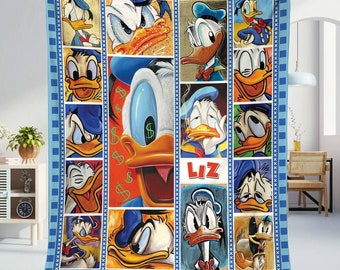 Personalized Donald Duck Blanket,Custom Name Donald Blanket, Disneyland Gift for Kids, Donald Duck Birthday Gift, Fleece Blanket Couch Sofa