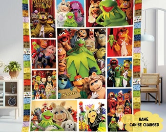 Personalized Muppet Show Fleece Blanket | The Muppets Kermit The Frog Fozzie Bear Miss Piggy Blanket, Magic Kingdom Throw Blanket Couch Sofa