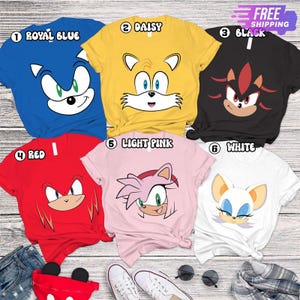 Sonic Halloween Costume Shirt Sonic the Hedgehog Costume Knuckles Miles Amy Rose Shirt Sonic Birthday T-shirt Halloween Family Group Tee