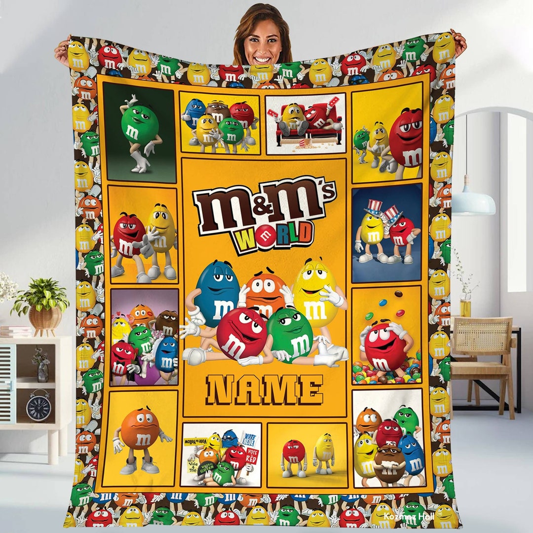 Personalized M and M Blanket Mms World Fleece Blanket M and M Candy Fleece Blanket Throw Blanket