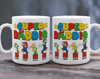 Personalized Super Daddio Mug, Super Mario Dad Mug, Father's Day Gift, Super Dad Gift, Custom Father Day Gifts For Dad Daddy Grandpa Uncle