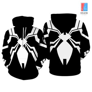 Black Spiderman Full Over Print Hoodie | Spider Man Halloween Costume Shirt | Black Spider Man Costume Shirt | Avengers Christmas Shirt