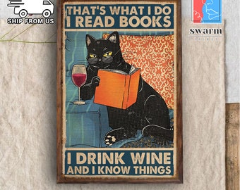That's What I Do Drink Coffee I Crochet and I Know Things Black Cat Poster 