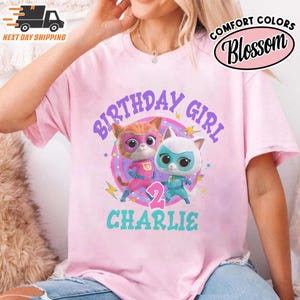 Superkitties Birthday Shirt, Superkitties Bitsy Ginny Sparks Shirt, Superkitties Pounce Birthday Girl Tee, Disneyland Birthday Twodles Shirt