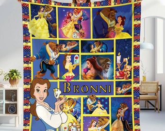 Personalized Beauty And The Beast Blanket, Belle Princess And The Beast Fleece Blanket, Throw Blanket Couch Sofa, Baby Blanket Birthday Gift