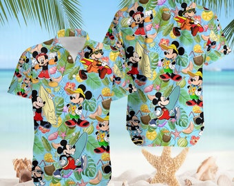 Mickey Hawaiian Shirt, Mickey Summer Hawaiian Shirt, Summer Beach Shirt, Disneyland Trip Shirt, Disneyworld Family Vacation 2024 Shirt