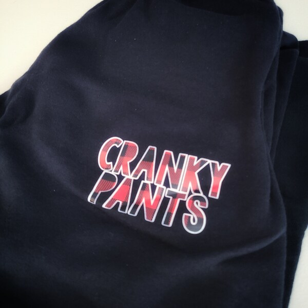 Jogger Style Cranky Pants Sweatpants Black with choice vinyl color