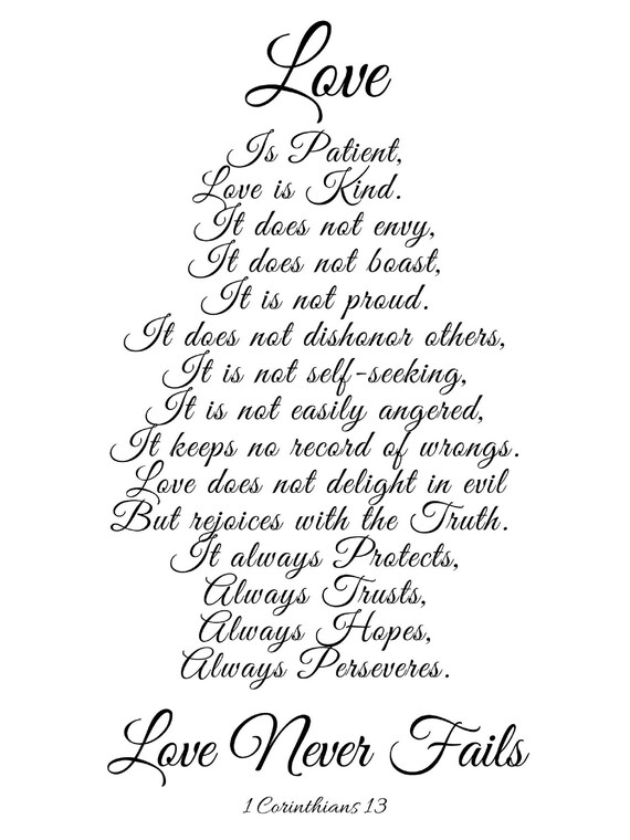 1 Corinthians 13 Love is patient love is kind. Etsy