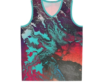 Neon Skull Abstract Paint Splash Basketball Jersey