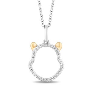 Winnie the Pooh Pendant Round Cut VVS1 Moissanite - 14K Yellow Gold Plated Birthday Gift for Her - Teddy Bear Pendant Necklace Free Chain
