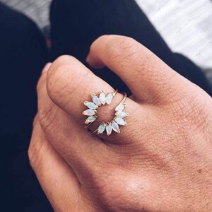 2.25 Ct Marquise Moonstone Solitaire Engagement Ring Guard, Crown Style Custom Size Ring Guard, Womens Anniversary & Wedding Guard Band