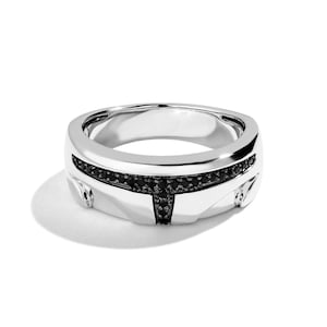 Bague diamant noir pour homme Boba Fett Mandalorian Star Wars, bague de fiançailles et de mariage diamant noir, bague de fête en argent sterling 925
