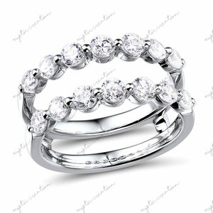 Brilliant-Cut 3.00 CT. T.W. Diamond // Engagement Enhancer Wedding Wrap Band // Solitaire Jacket Enhancer Guard Ring // Solid 925 Silver