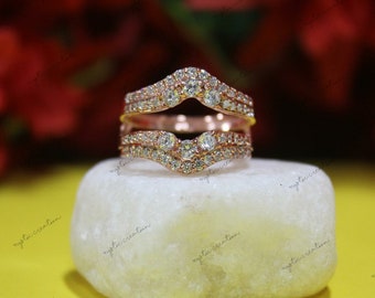 Stunning 1.00 CT Round Cut Diamond // Solitaire Enhancer Engagement Wrap Ring // Wedding Guard Ring // 14K Rose Gold Finish