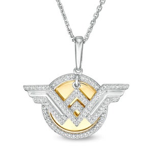 1/2 CT Moissanite Diamond Wonder Women Pendant, 925 Silver Wonder Women Fame Symbol Disc Pendant, Anniversary & Birthday Gift Jewelry