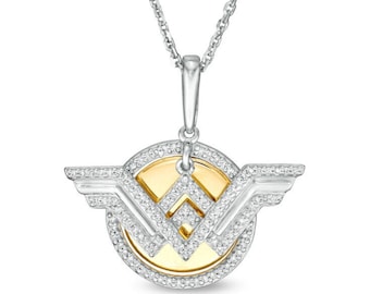 1/2 CT Lab Grown Diamond Wonder Women Pendant, 925 Silver Wonder Women Fame Symbol Disc Pendant, Anniversary & Birthday Gift Jewelry