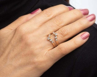1,25 ct echter Moissanit-Bubble-Style-Verlobungsring mit Wickelband, Hochzeitsring mit Schutzring für Damen, Jubiläums- und Geburtstagsgeschenk