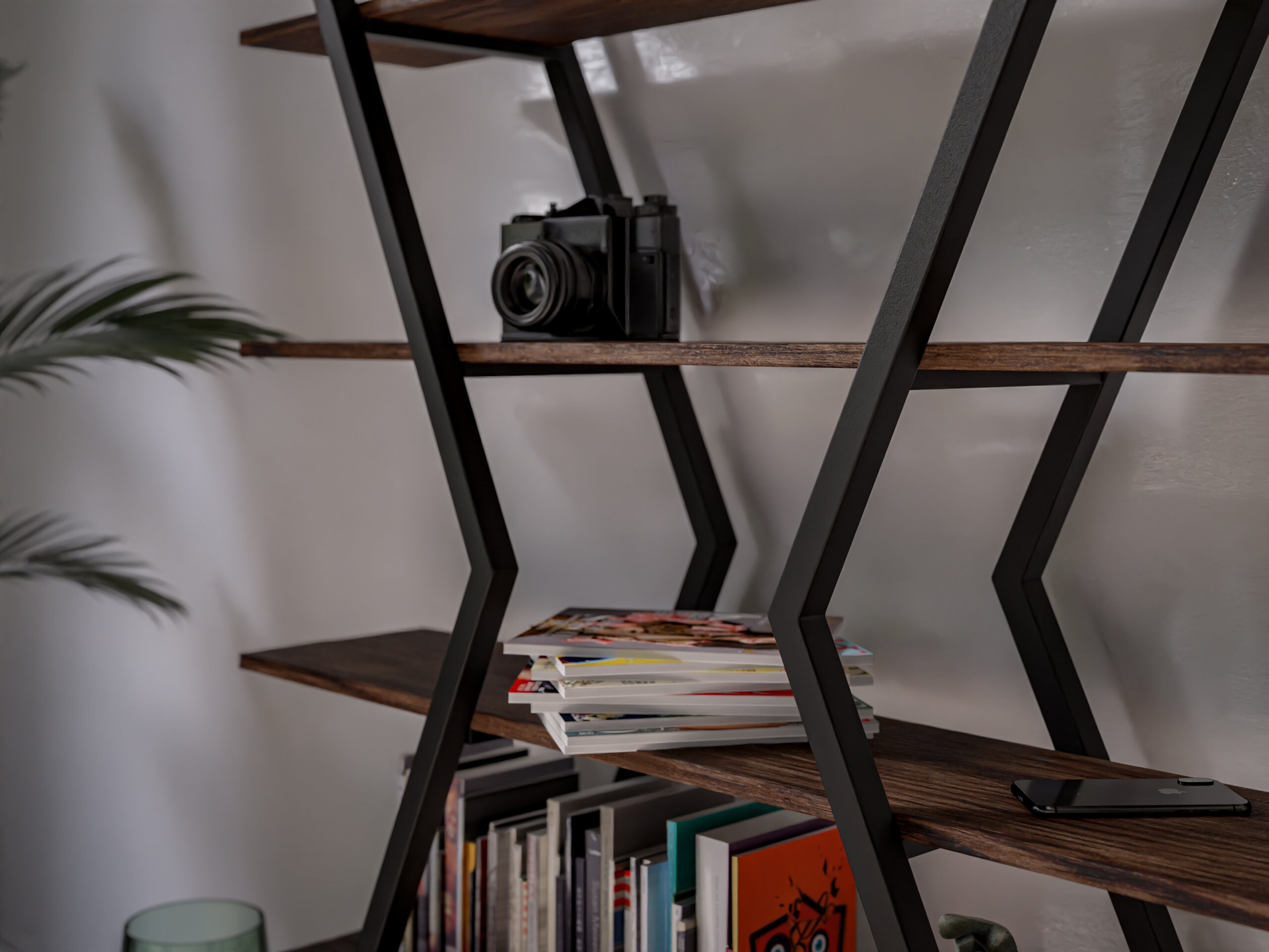 Modern XShaped Bookcase Industrial Bookcase Indsutrial Etsy