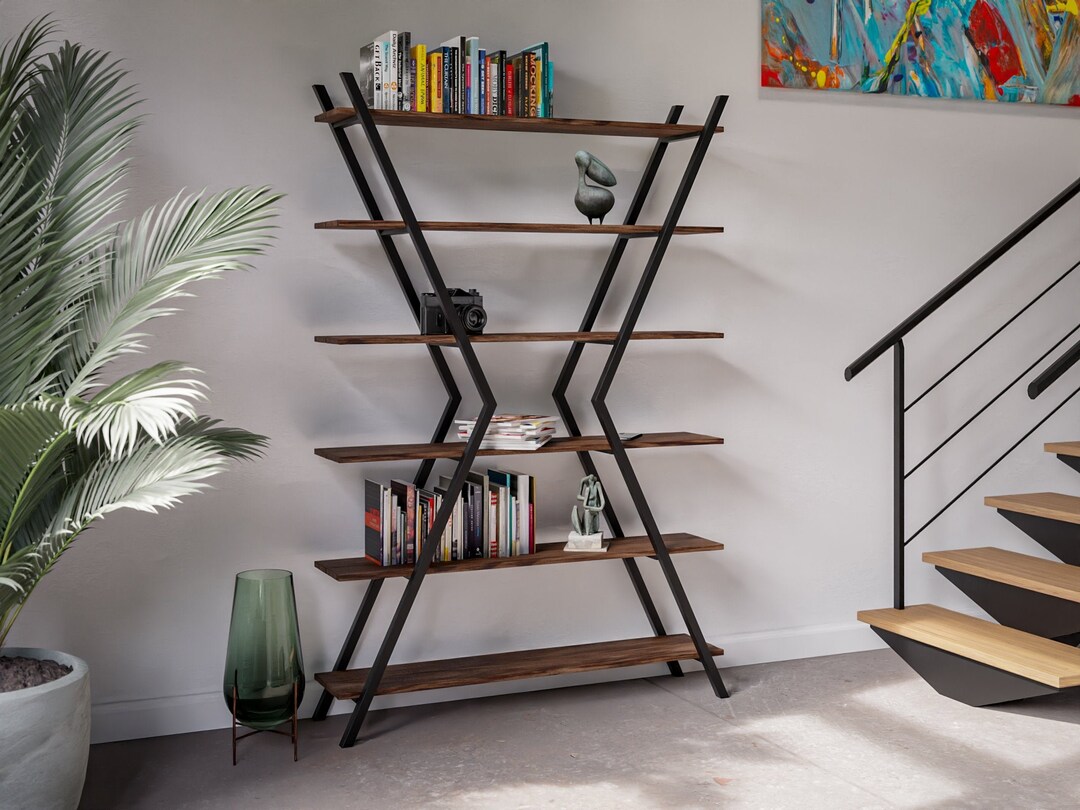 Modern Xshaped Bookcase Etsy