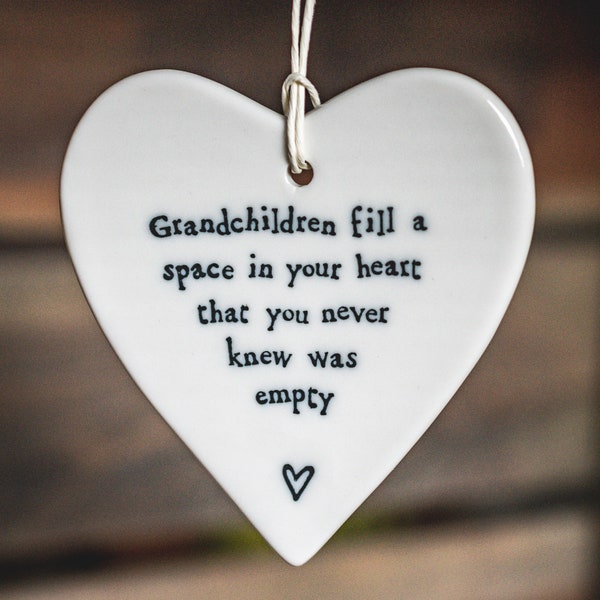 Grandchildren fill your heart East Of India porcelain Heart