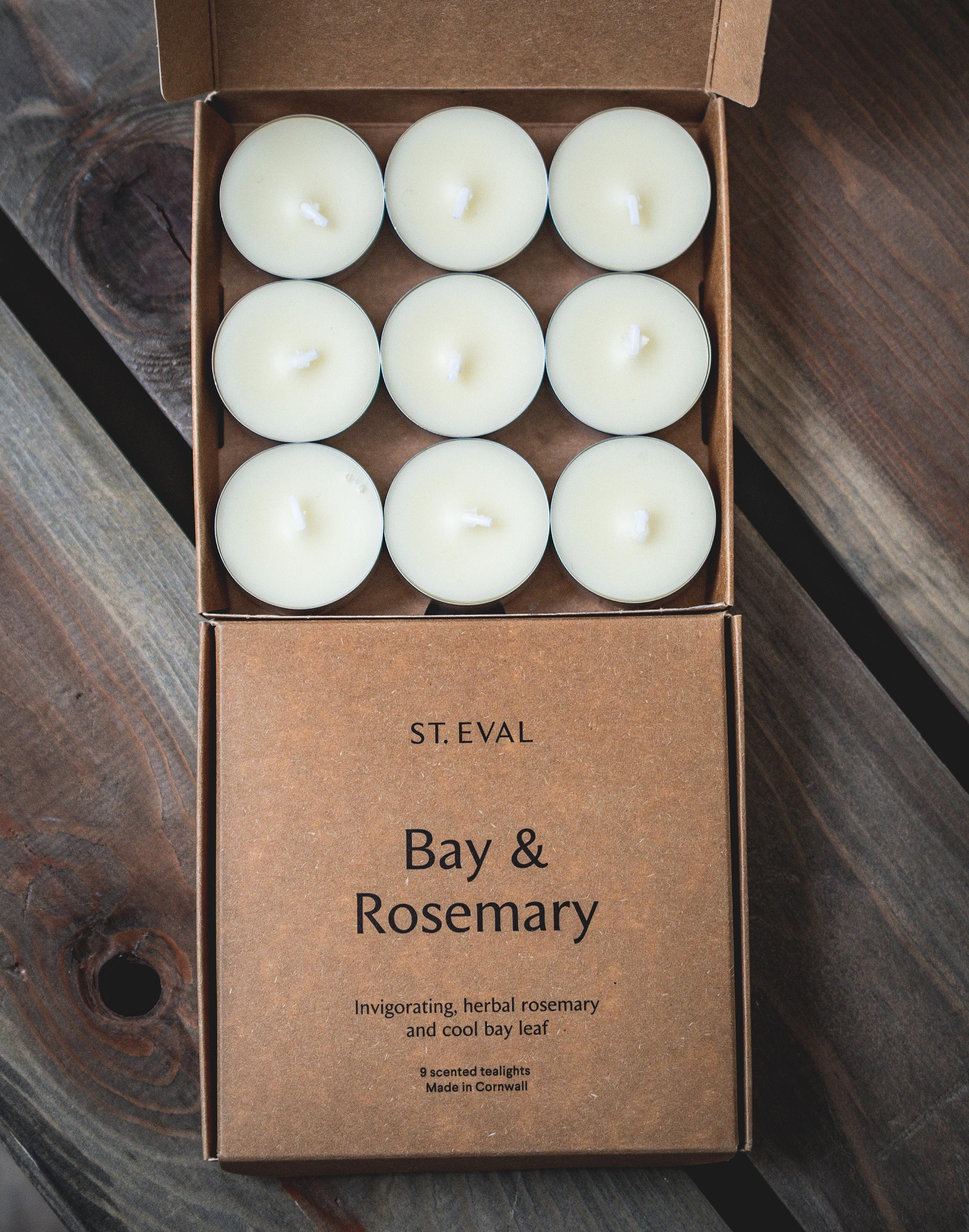 Bay and Rosemary Pack of 9 St Eval Tea Lights — Elephantstones Gallery