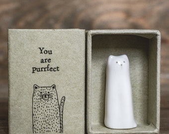 You are purrfect porcelain cat in a matchbox by East of India