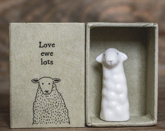 Love Ewe porcelain sheep in a matchbox by East of India