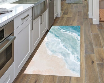 Boho Sea Beach Area Rug Kitchen Mat Runner Non Slip Washable Floor Mat Hallway Runner Entryway Carpet