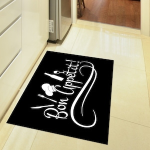 Bon Appetit Kitchen Rug Non-Slip Washable Decorative Floor Mat