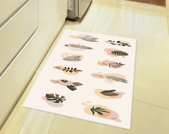 Abstract floral Boho Kitchen Entry Area Rug Non Slip Washable Rug Runner Carpet Mat