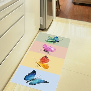 Butterfly Kitchen Dining Room Runner Rug / Mat Non-Skid Machine Washable